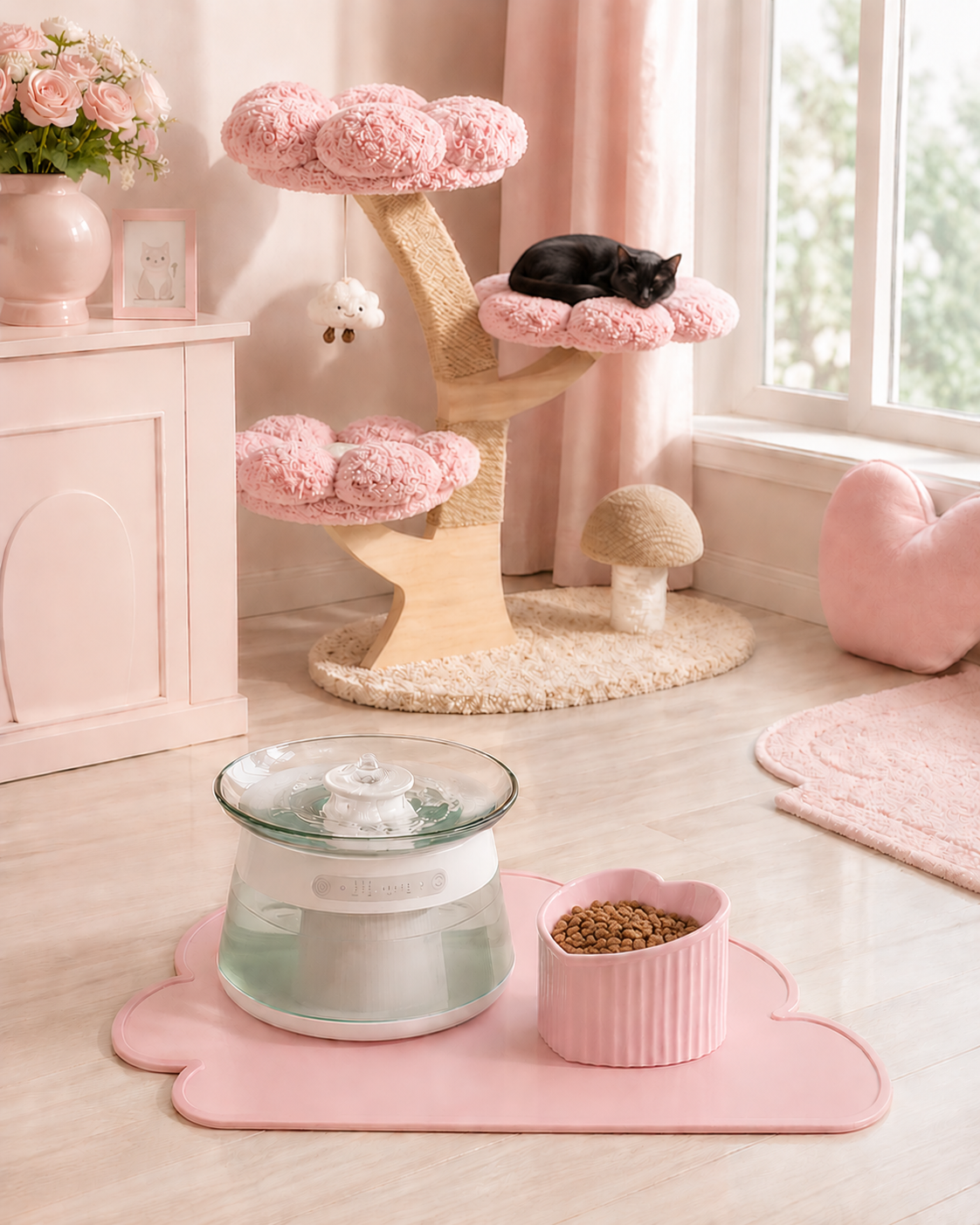 Aesthetic cat feeding station